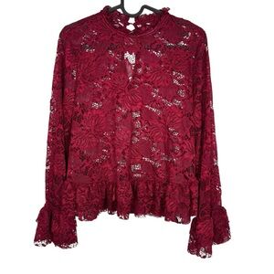 Romantic Goth Elegant Lace Burgundy Top